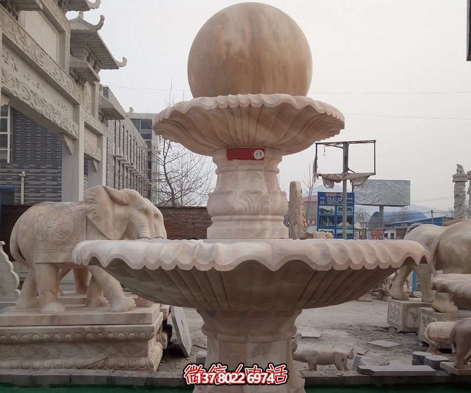 学校广场双层大理石风水球喷泉雕塑