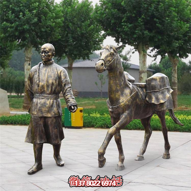 文化广场景观玻璃钢仿铜人物雕塑小品