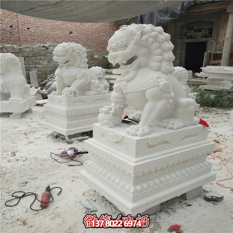 大理石汉白玉石雕庭院大型石狮子雕塑