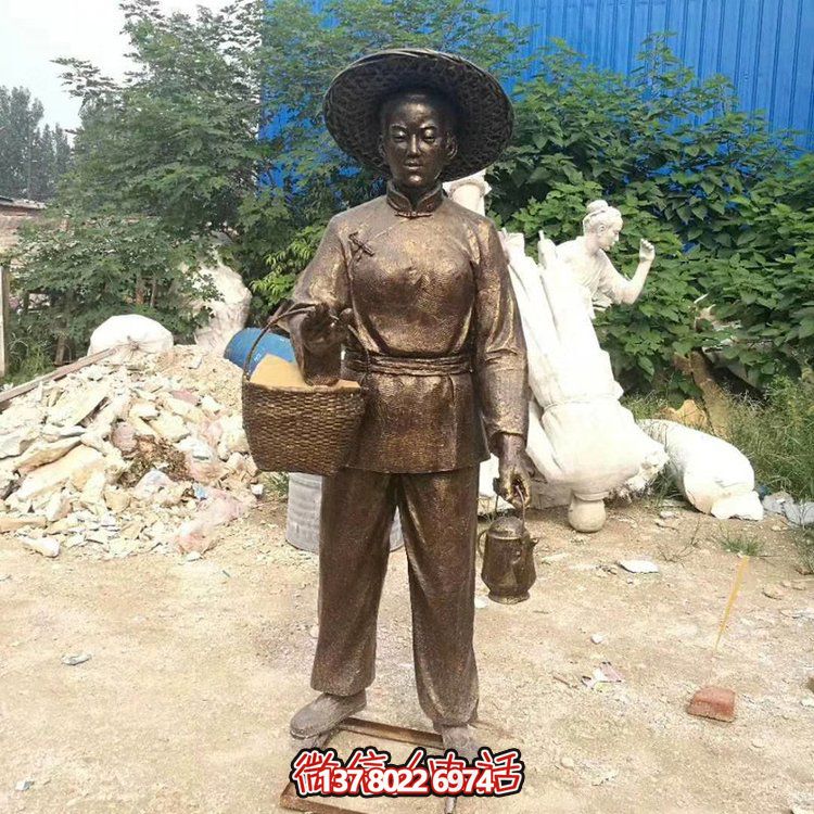 玻璃钢仿铜民俗小品情景户外园林人物