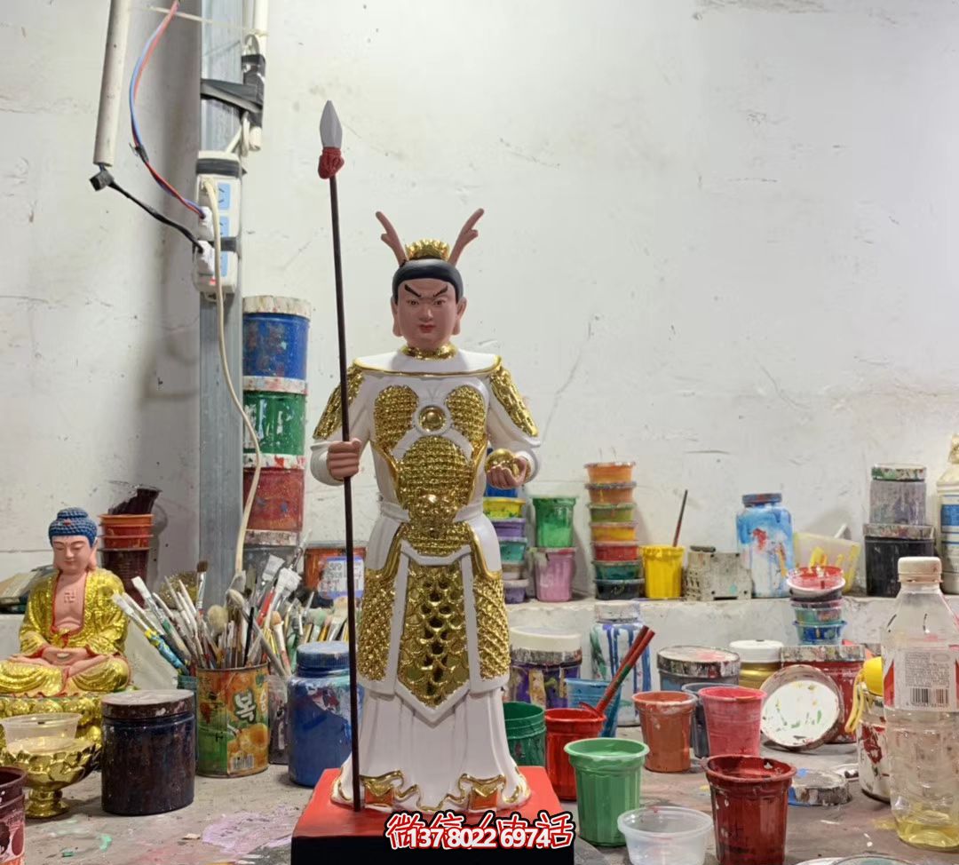 玻璃钢彩绘户外摆件龙王三太子雕塑