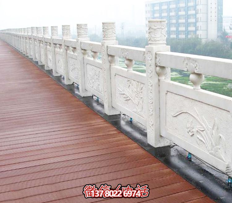 城市公园湖边走廊装饰汉白玉浮雕栏杆