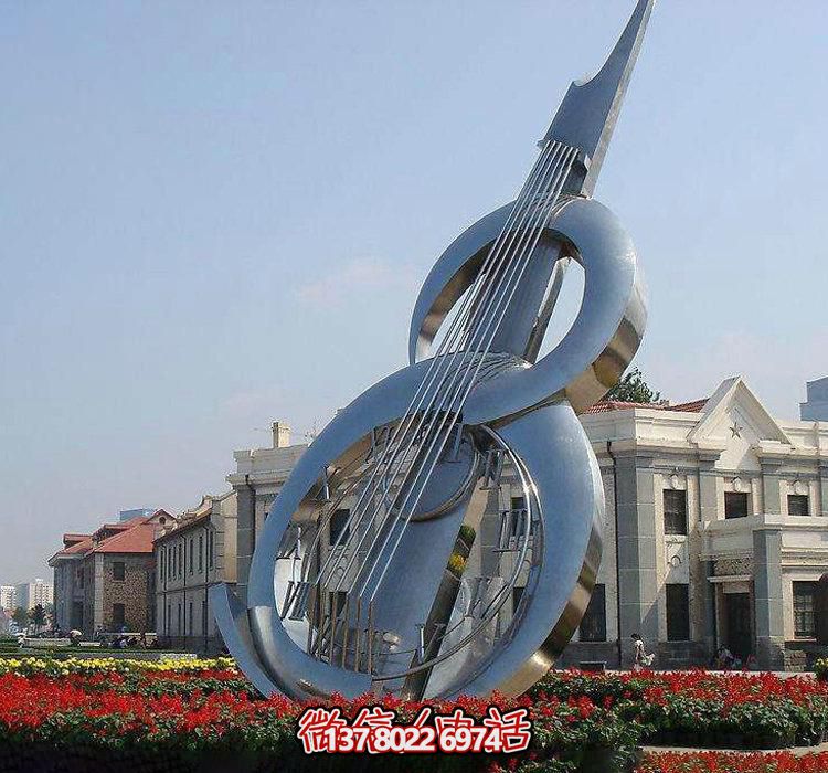 不锈钢抽象大提琴葫芦雕塑