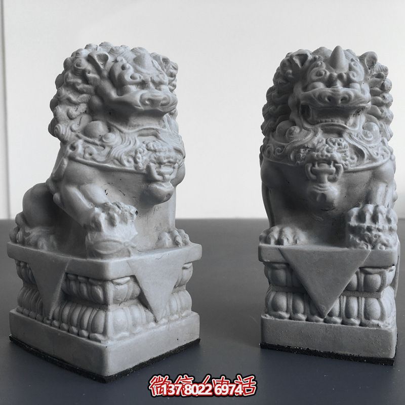 青石石雕一对看门的石狮子雕塑