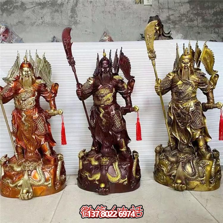 关公玻璃钢仿铜园林景观财神摆件