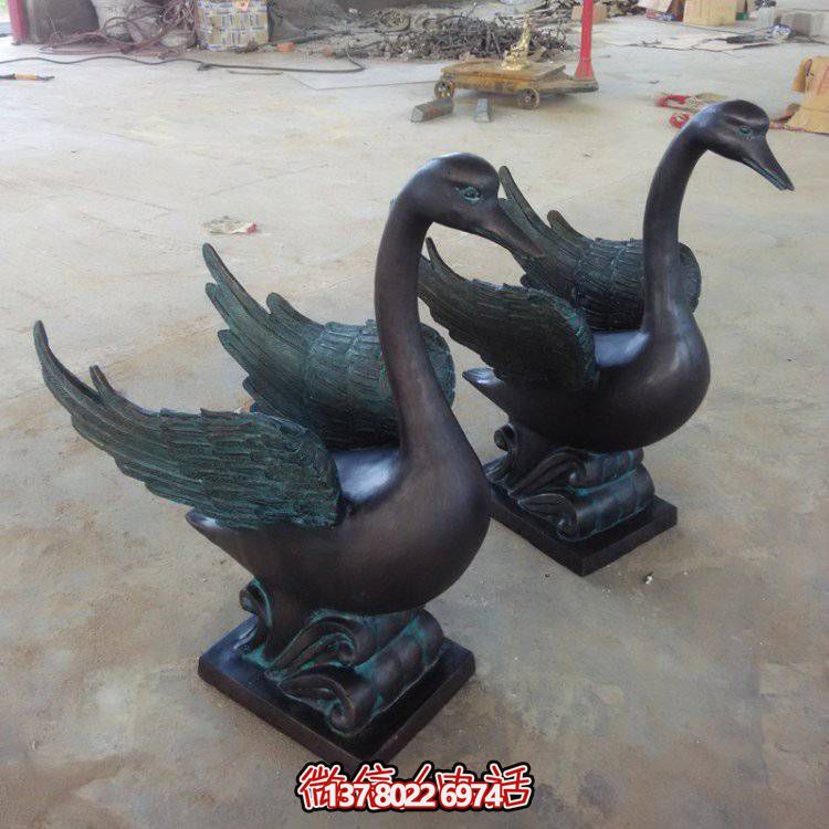 水景玻璃钢仿铜仿古动物景观喷泉天鹅雕塑