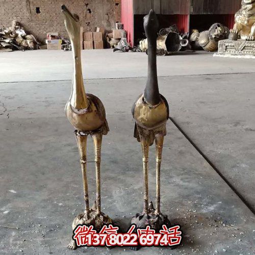 室内铜雕动物摆件仙鹤雕塑