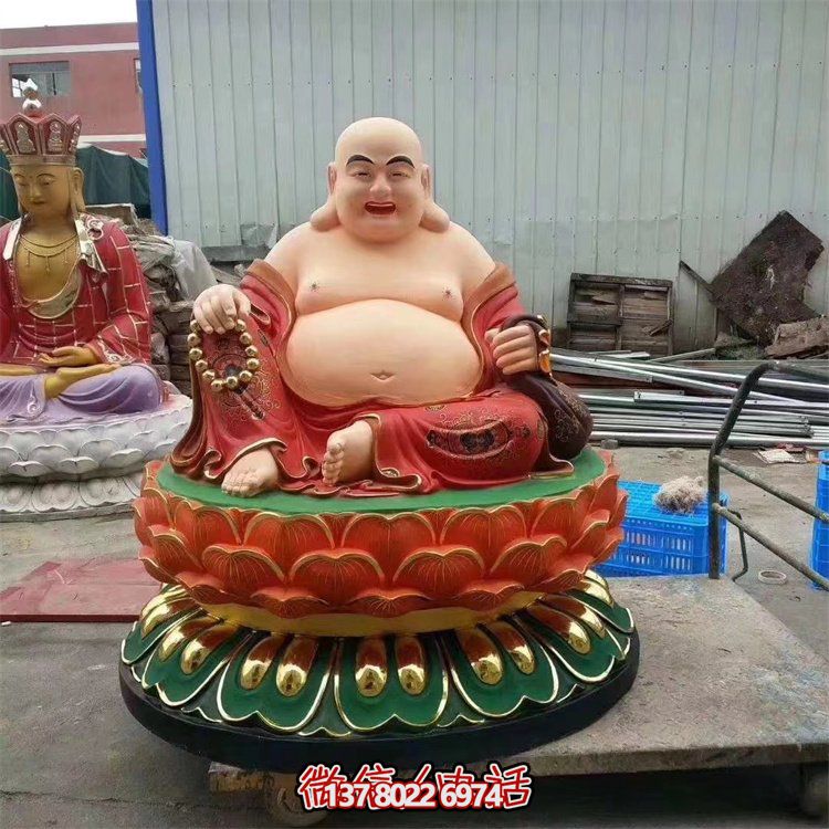 玻璃钢彩绘宗教寺庙大型笑佛弥勒佛雕塑