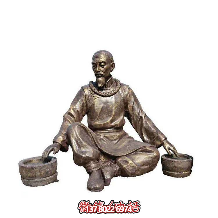 玻璃钢仿铜古代人物景观雕塑