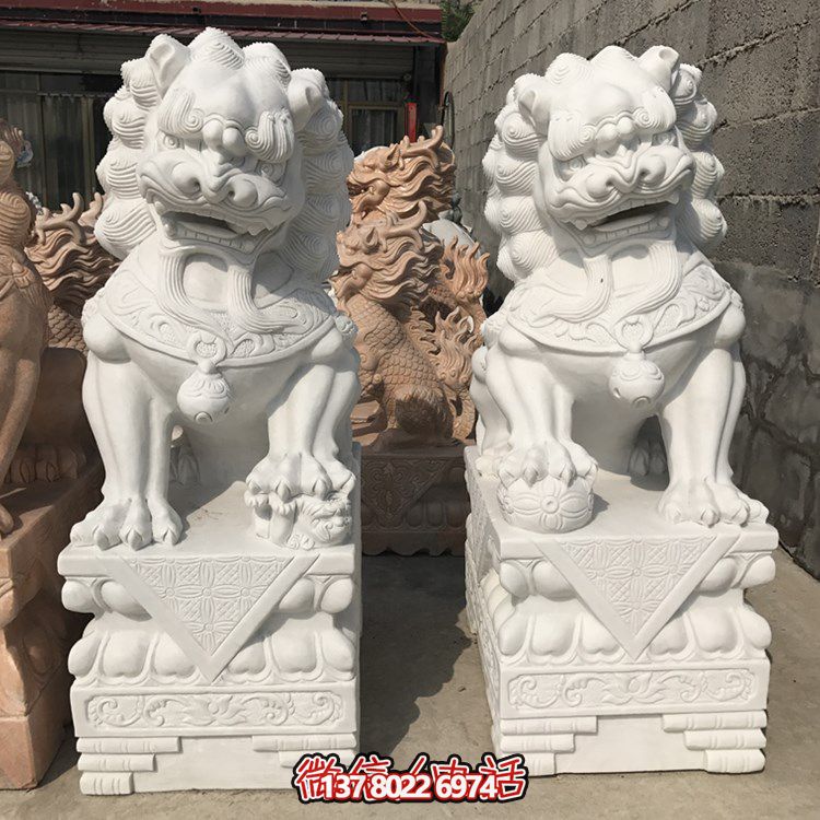 汉白玉石雕家用一对看大门的狮子雕塑