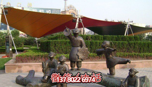 海岸景区公园仿古做旧儿童放风筝铜雕塑