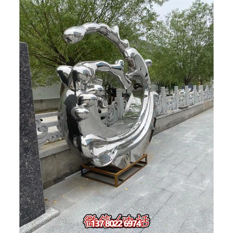不锈钢镜面户外园林景观海浪浪花雕塑摆件