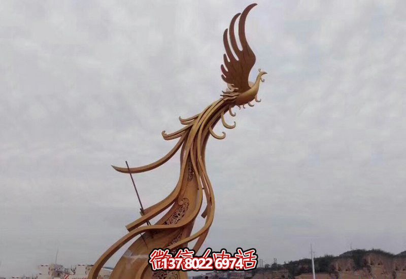 公园景区创意不锈钢飞翔的凤凰雕塑