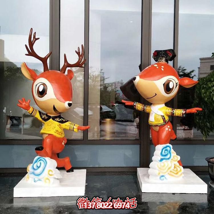 玻璃钢彩绘卡通小鹿公仔商业主题吉祥物