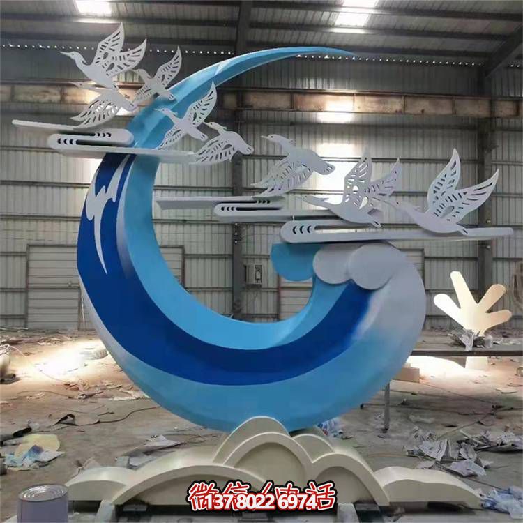 广场城市路口不锈钢彩绘创意月亮摆件