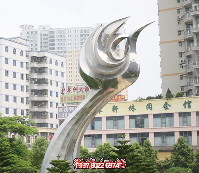 商业街大型不锈钢创意海浪浪花雕塑