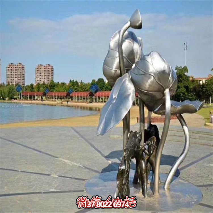 不锈钢拉丝广场园林摆放荷叶莲蓬景观雕塑小品