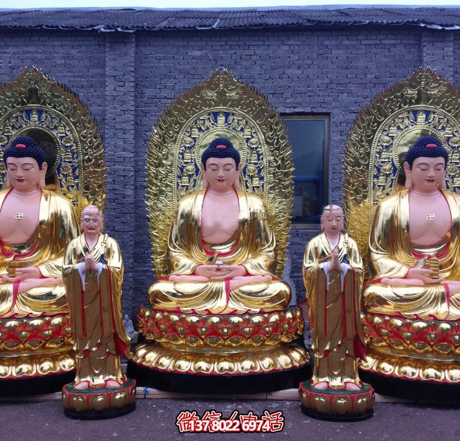 玻璃钢彩绘景区户外大型景观三圣雕塑