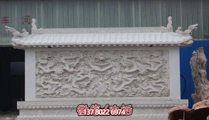寺庙景区摆放大理石九龙壁石雕