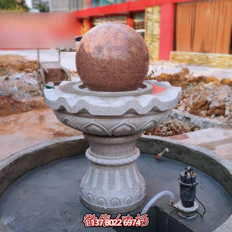 大理石石雕户外园林风水球雕塑摆件