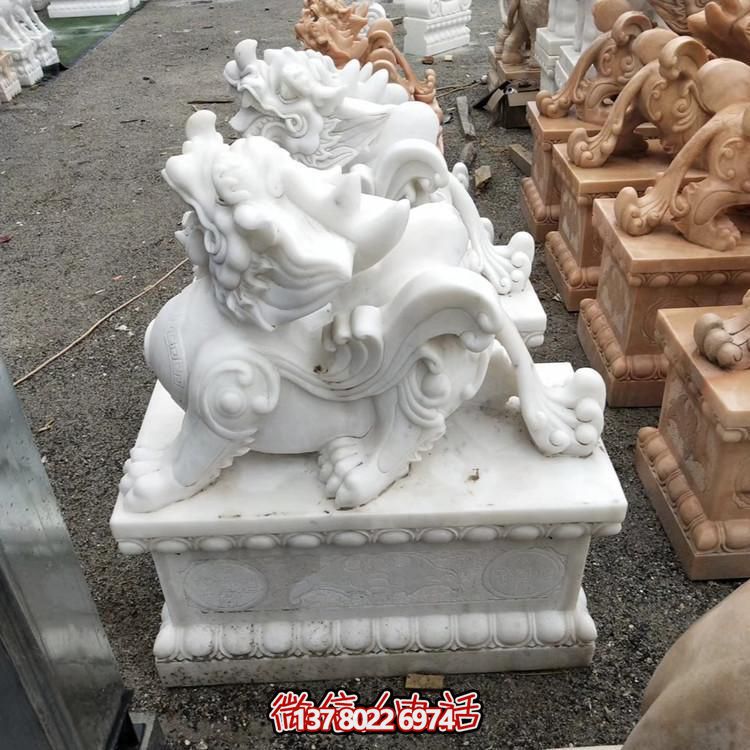 汉白玉石雕动物别墅庭院门口招财辟邪瑞兽麒麟貔貅雕塑