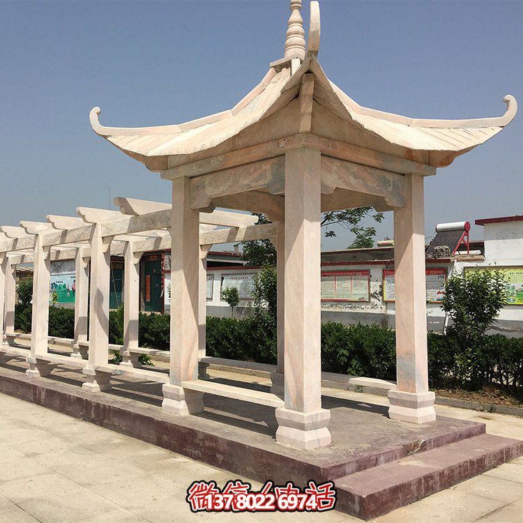 庭院小区别墅大理石石雕长廊凉亭摆件