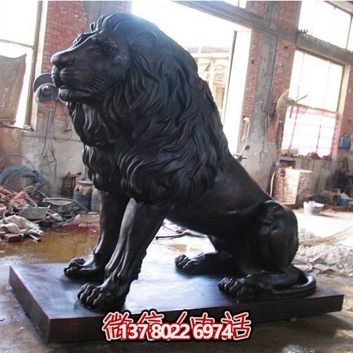 企业门口摆放黄铜铸造西洋狮子雕塑