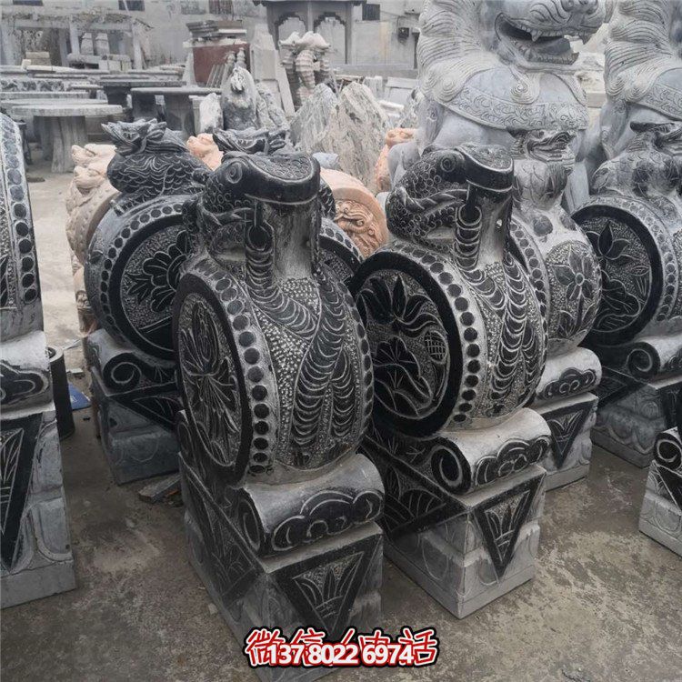 青石石雕户外园林浮雕庭院门口抱鼓石雕塑