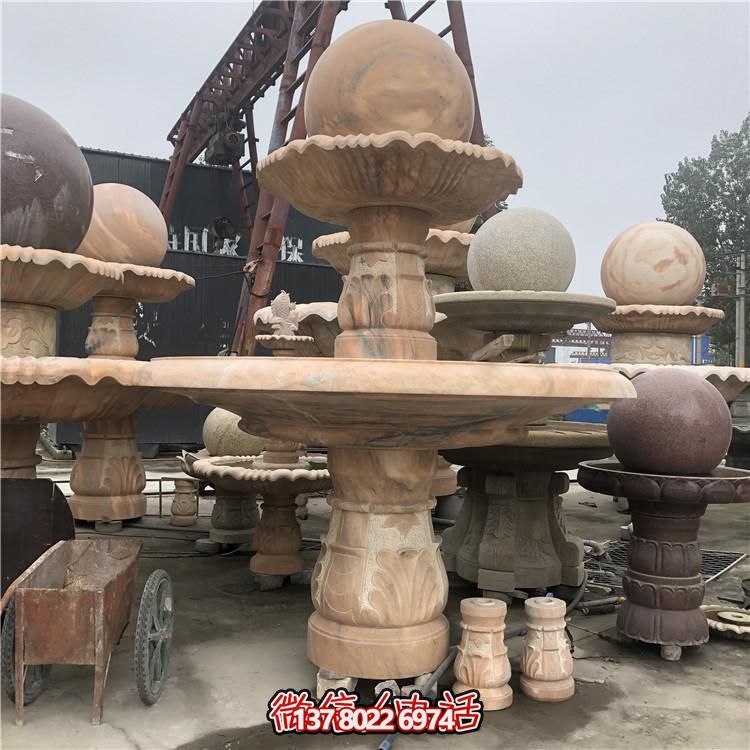 石雕喷泉风水球大型水钵欧式户外庭院流水喷泉
