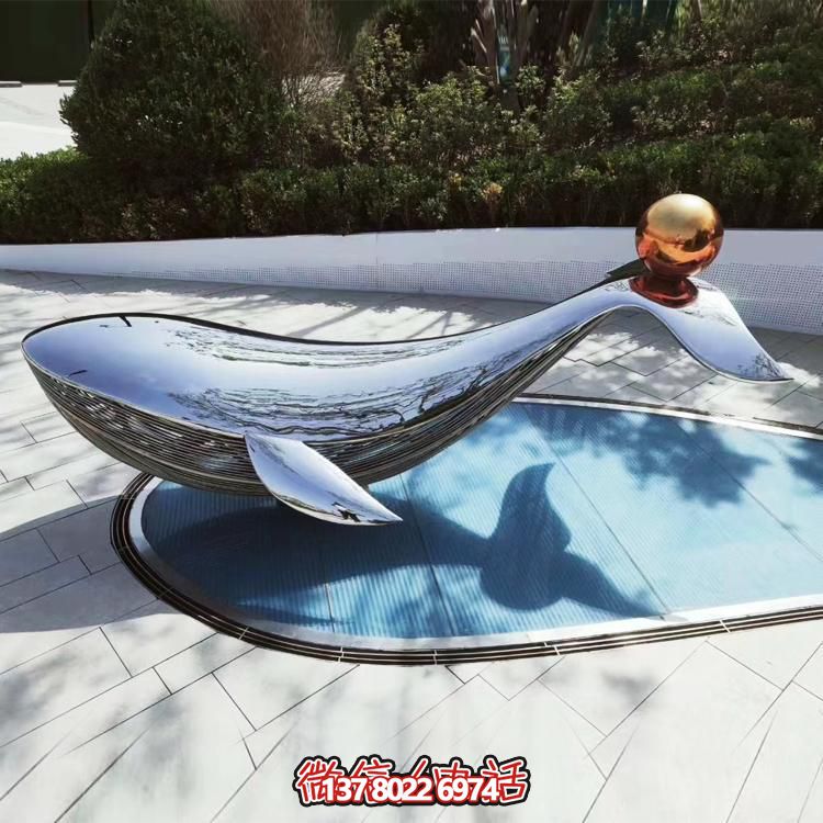 镜面不锈钢户外景观海豚雕塑摆件