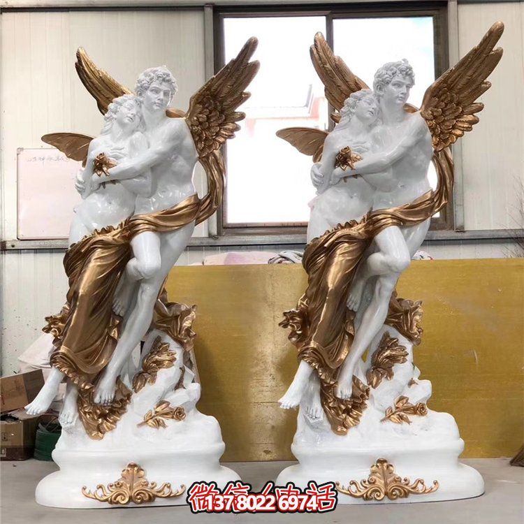 室外玻璃钢喷漆西方爱情人物雕塑