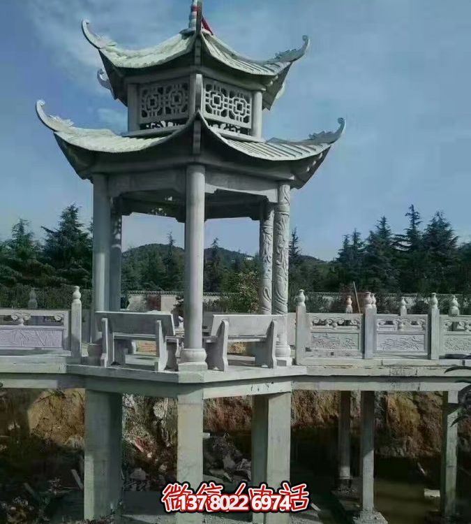 公园造景装饰青石仿古建筑复顶休息凉亭