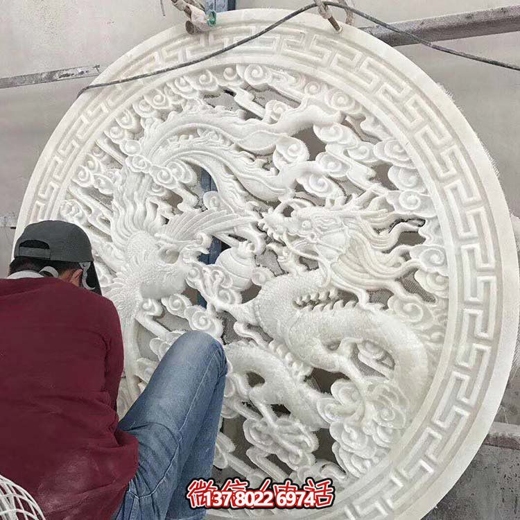 石雕影壁浮雕创意室内园林雕塑摆件