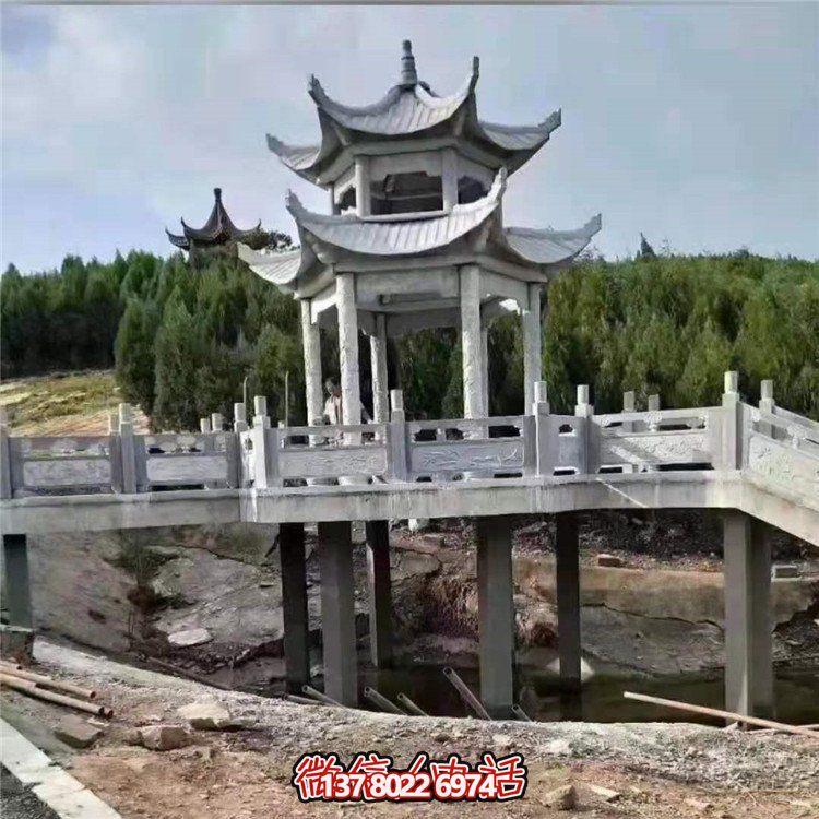 大理石青石雕刻中式园林二层凉亭景观雕塑