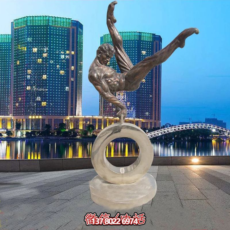 学校广场抽象不锈钢体操运动人物雕塑