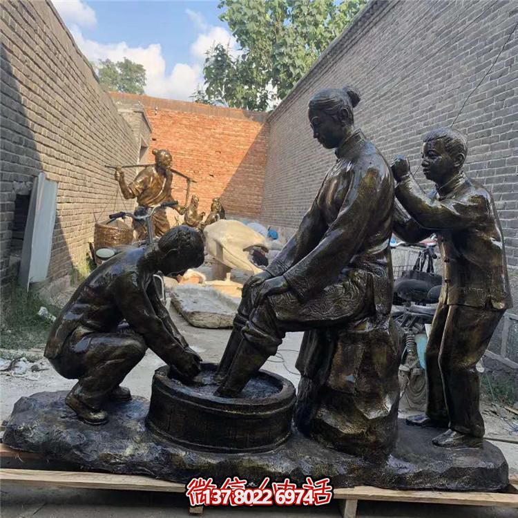 玻璃钢仿铜洗脚发人物景观摆件情景小品孝文化