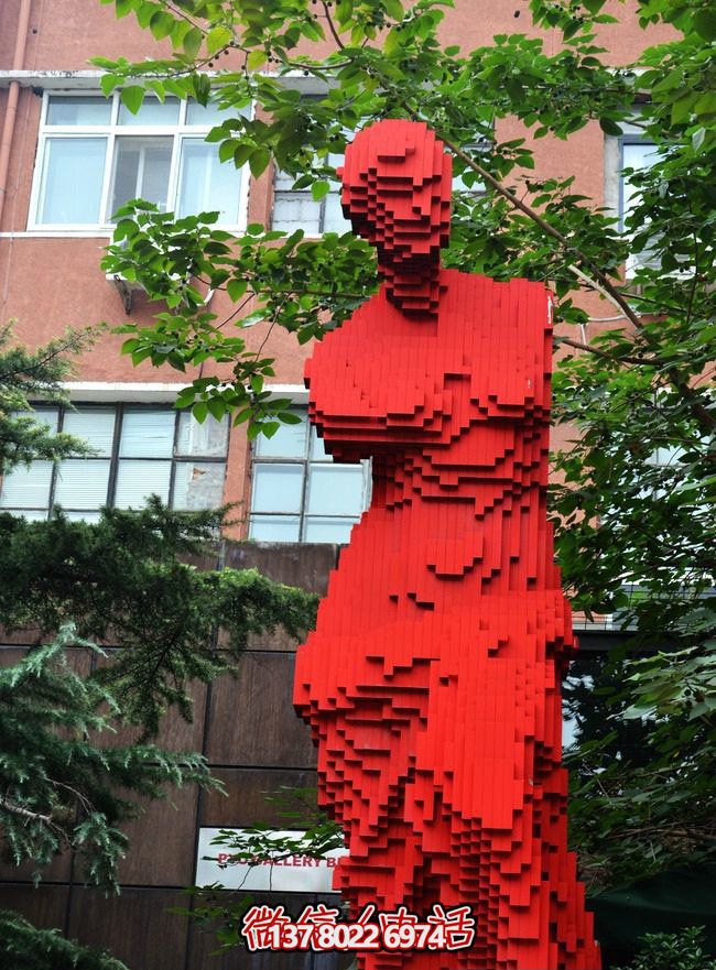 不锈钢抽象街边景观红色维纳斯雕塑