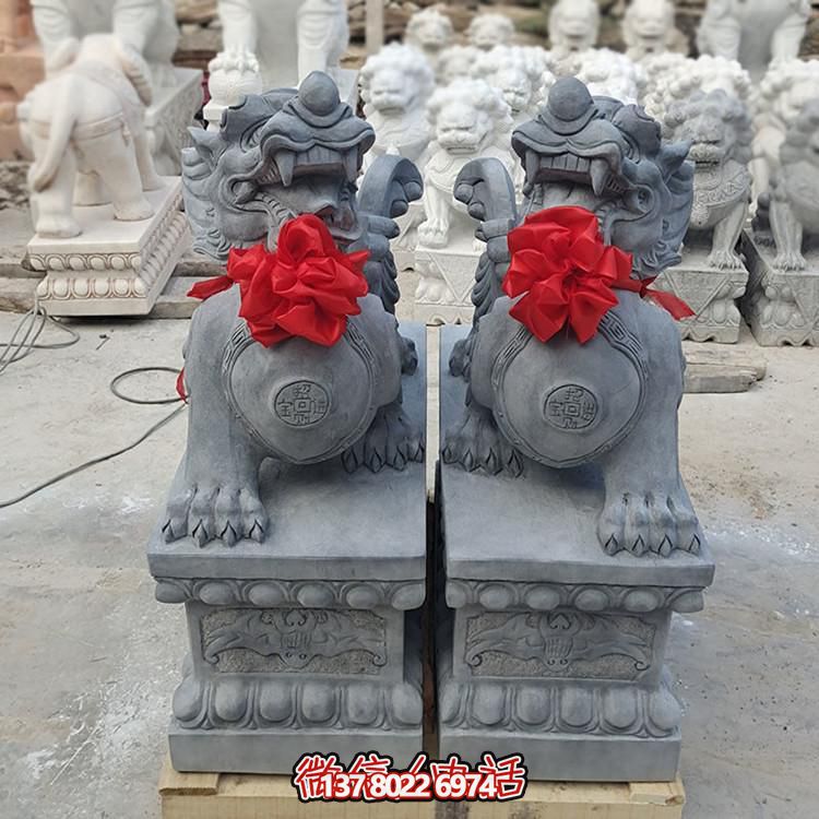 石雕晚霞红家用门口酒店招财辟邪瑞兽貔貅雕塑