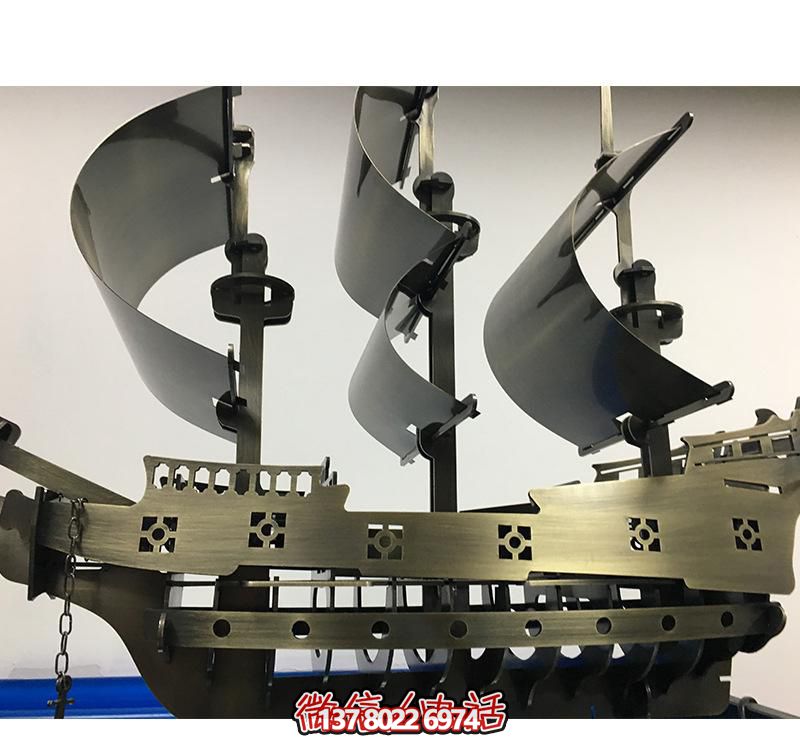 室内装饰摆放锻造切面不锈钢船雕塑