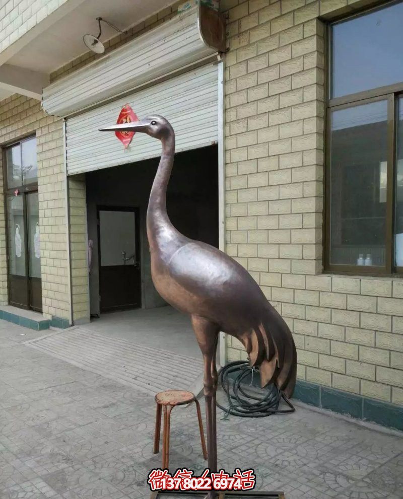 不锈钢铜雕抛光创意仙鹤雕塑
