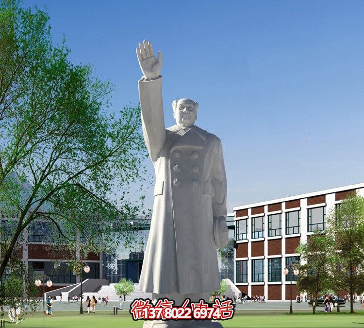 校园挥手的毛主席石雕毛泽东雕塑