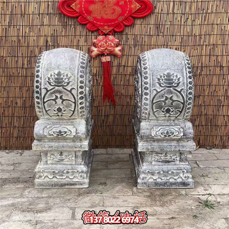 青石仿古抱鼓石，大理石古建大门门墩