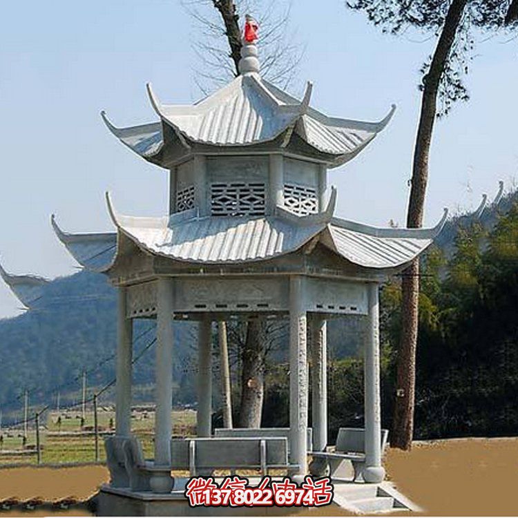 园林景区庭院摆放青石仿古景观凉亭造型独特手工雕刻