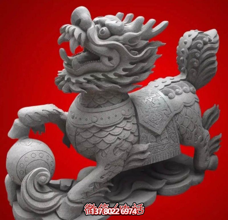 大理石石雕神兽麒麟雕塑