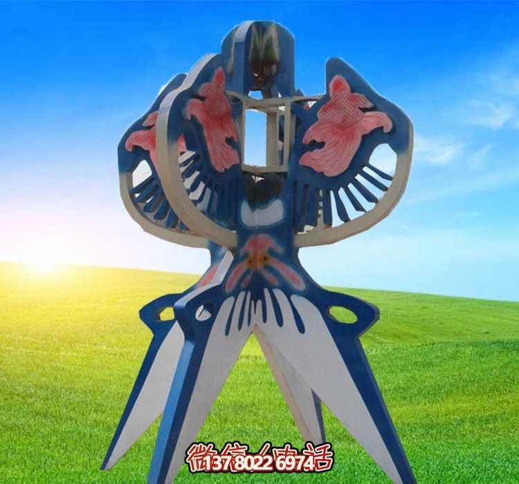 旅游文化小镇广场摆放蓝色彩绘不锈钢风筝雕塑