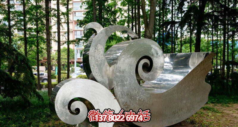 园林小区大号不锈钢海浪浪花雕塑