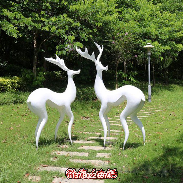 户外广场大型抽象艺术园林景观梅花鹿雕塑
