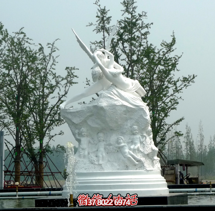 汉白玉大理石喷泉西方人物创意景观