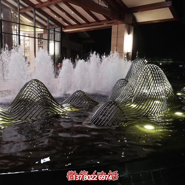 不锈钢金属喷泉水景假山雕塑