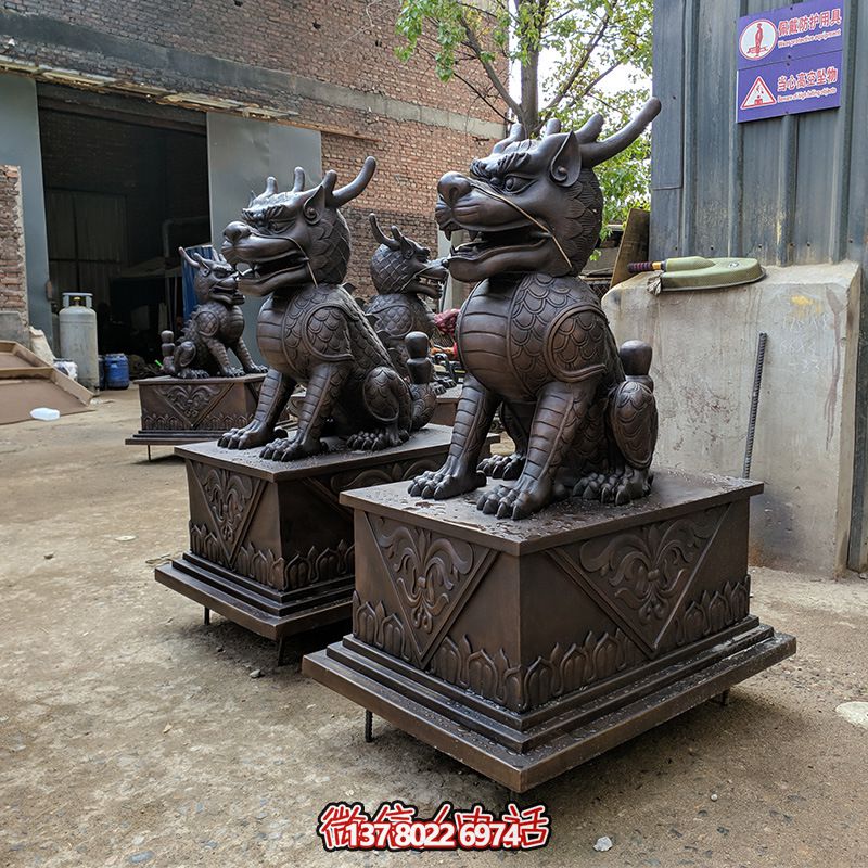 庭院别墅不锈钢仿铜创意麒麟雕塑